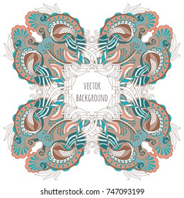 Vector illustration ornamental frame with abstract flowers doodling, zenart on a white background.