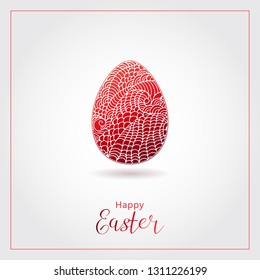 Vector illustration, ornamental hand drawn doodle Easter egg. Creative Happy Easter greeting card, spring floral background