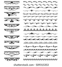 Vector Illustration. Ornamental lines and design pages with calligraphic and floral elements.