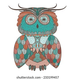 Vector illustration with ornamental owl