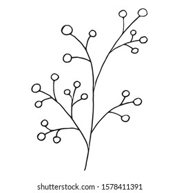 Vector illustration of ornamental plant single element. Black outlines isolated on white background. Doodle style. Decoration for greeting cards, gifts, wrapping paper etc.