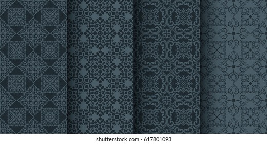 Vector illustration of ornamental seamless patterns set. Template for design