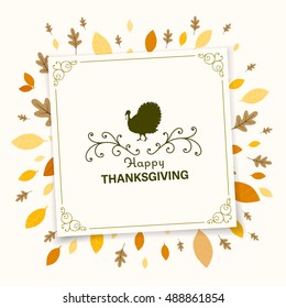 Vector Illustration of an Ornamental Thanksgiving Background Design with Autumnal Leaves