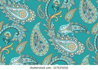 Vector illustration with ornate vector and abstract paisley in floral style , folklore ornament