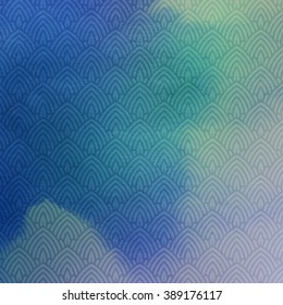 vector illustration of ornate art-deco pattern on watercolor background. graceful line art-deco background