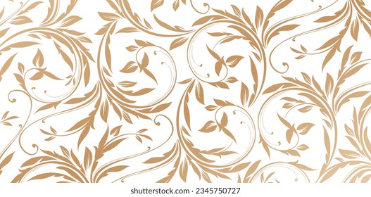 vector illustration ornate florals seamless patterns golden colors for Fashionable modern wallpaper or textile, book covers, Digital interfaces, prints designs templates materials, wedding invitations