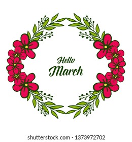 Vector illustration ornate of flower frame with invitation of happy march of hand drawn