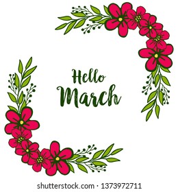 Vector illustration ornate of flower frame with invitation of happy march of hand drawn