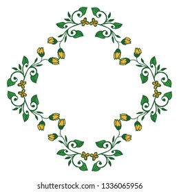 Vector illustration ornate frame floral with green leaf hand drawn