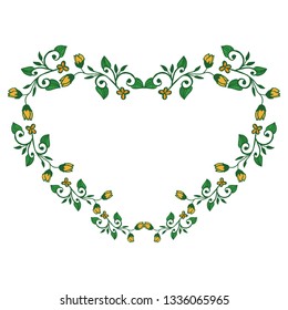 Vector illustration ornate frame floral with green leaf hand drawn