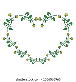 Vector illustration ornate frame floral with green leaf hand drawn