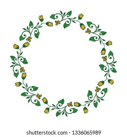 Vector illustration ornate frame floral with green leaf hand drawn