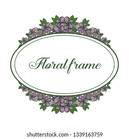 Vector illustration ornate frame floral purple with backdrop hand drawn
