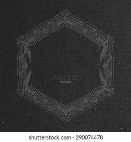 vector illustration with ornate frame on cardboard texture. graceful line art logo design element