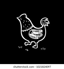 vector illustration of ornate hand drawn hen
