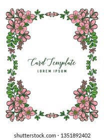 Vector illustration ornate of pink flower frame for writing of card template
