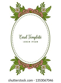 Vector illustration ornate of rose flower frame for invitation card template