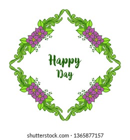 Vector illustration ornate of rose flower frame for greeting card happy day hand drawn