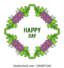 Vector illustration ornate of rose flower frame for greeting card happy day hand drawn