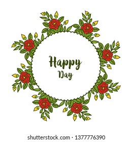 Vector illustration ornate of rose flower frame for banner happy day hand drawn