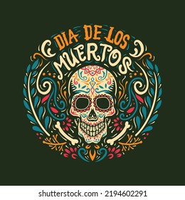Vector illustration of an ornately decorated Day of the Dead (Dia de los Muertos) sugar skull.