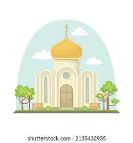 Vector illustration of the Orthodox Christian Church. A religious building.