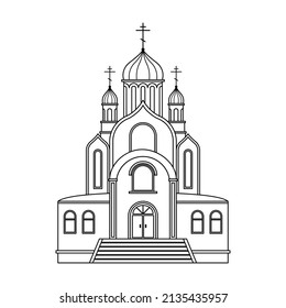 Vector illustration of the Orthodox Christian Church. A religious building. Outline