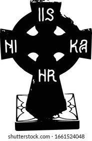 Vector illustration of orthodox cross isolated on white background