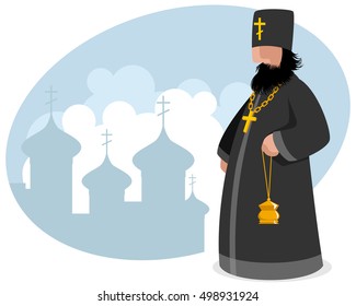 Vector illustration of a orthodox priest with censer