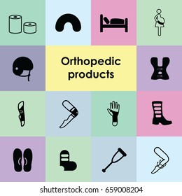 vector illustration of orthopedic accessories and products icons set