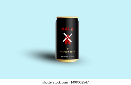Vector illustration os creative abstract 3D render illustration of metal beer can.