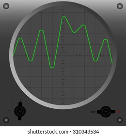 Vector illustration of oscilloscope.