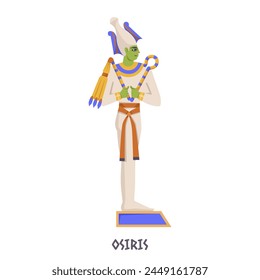 Vektorillustration des ägyptischen Gottes Osiris auf einem schlichten weißen Hintergrund, der die antike Mythologie darstellt. Vektorillustration