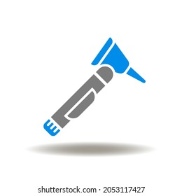 Vector Illustration Of Otoscope. Symbol Of ENT Ear Nose Throat. Icon Of Otolaryngology Medical Equipment.