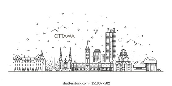 Vector illustration of Ottawa city skyline. Cityscape