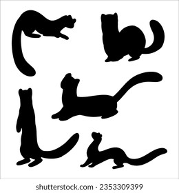 Vector Illustration Otter 5 Silhouettes