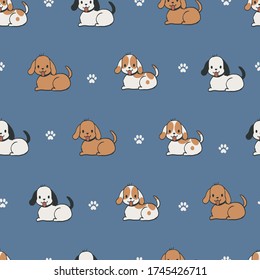 Vector Illustration Our Family Dog, Funny Animal Characters, Background Pattern