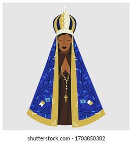 Vector Illustration of Our Lady Nossa Senhora Aparecida, considered the patron saint of Brazil.