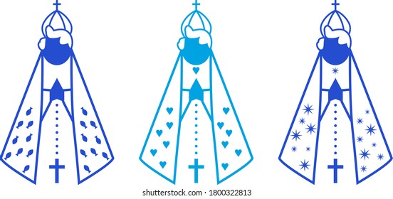 Vector Illustration of Our Lady Nossa Senhora Aparecida, considered the patron saint of Brazil.