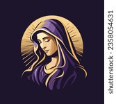 vector illustration of Our Lady Virgin Mary Mother of Jesus,  printable, suitable for logo, sign, tattoo, sticker and other print on demand