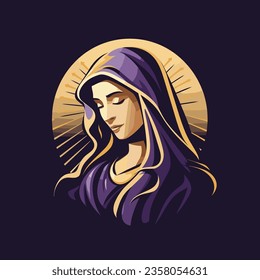 vector illustration of Our Lady Virgin Mary Mother of Jesus,  printable, suitable for logo, sign, tattoo, sticker and other print on demand
