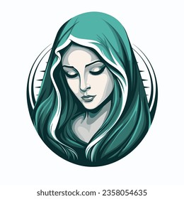 vector illustration of Our Lady Virgin Mary Mother of Jesus,  printable, suitable for logo, sign, tattoo, sticker and other print on demand