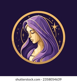 vector illustration of Our Lady Virgin Mary Mother of Jesus,  printable, suitable for logo, sign, tattoo, sticker and other print on demand