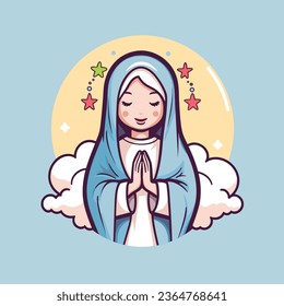 vector illustration of Our Lady Virgin Mary Mother of Jesus,  printable, suitable for logo, sign, tattoo, sticker and other print on demand