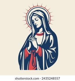 vector illustration of Our Lady Virgin Mary Mother of Jesus, Holy Mary, madonna, beige background, printable, suitable for logo, sign, tattoo, laser cutting, sticker and print on demand	