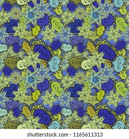 Vector illustration. Our love is happy. Seamless pattern colorful summer style label illustration with nice elements. Love card. Love and unusual designs.
