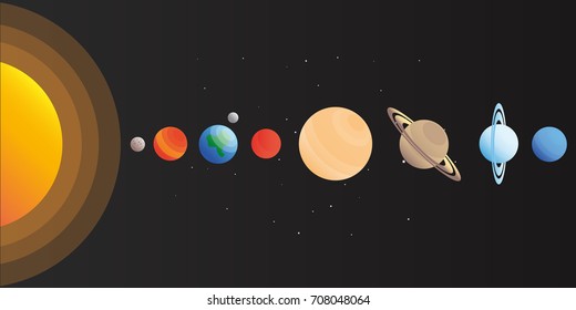 Vector illustration of our Solar System with gradient planets.