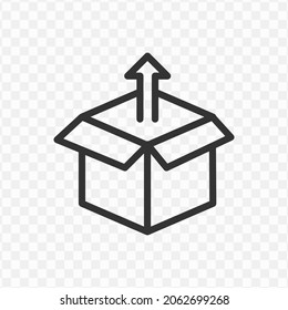 Vector illustration of out box package icon in dark color and transparent background(png).