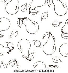 Ilustración vectorial con pera de línea de fondo blanco. Comida. Alimentos orgánicos saludables.