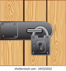 Vector illustration of the outboard lock on door from tree